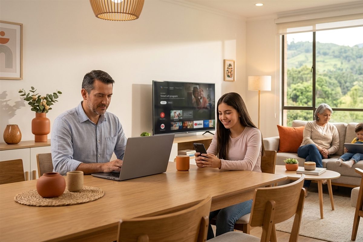 Familia conectada en casa con IRP-ONE